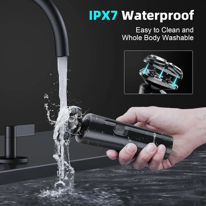 Electric Shaver for Men, 2 in 1 Cordless Rechargeable Electric Razor with Beard Trimmer, IPX7 Waterproof, Black